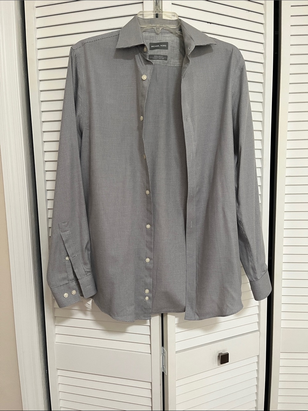 Michael Kors Men's Light Gray Long-Sleeve Dress Shirt